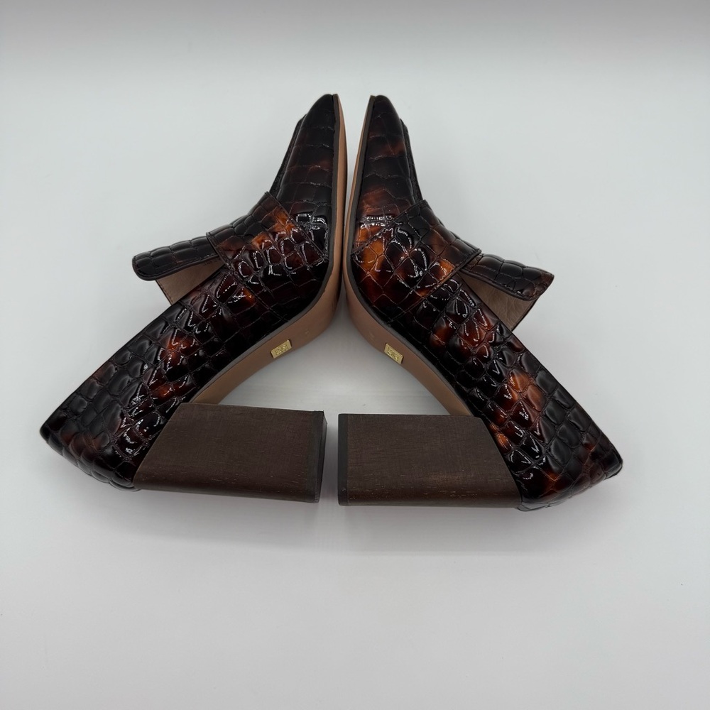 Louise Et Cie Ovidio Loafer Elegant Brown Croc Embossed Block Heel Loafers SZ6.5 - Picture 11 of 17